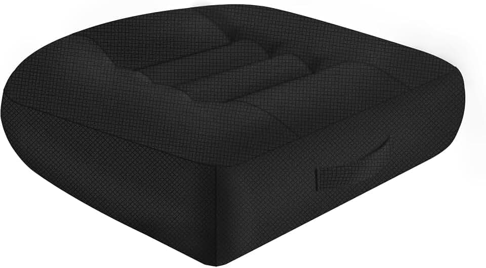 Height-Adjustable Seat Cushion-15.7x15.7x4.7inches Improved Model with Adjustable Height Breathable Nylon mesh Fabric Ergonomic Design Suitable for use in Cars, Offices, and Outdoors Black