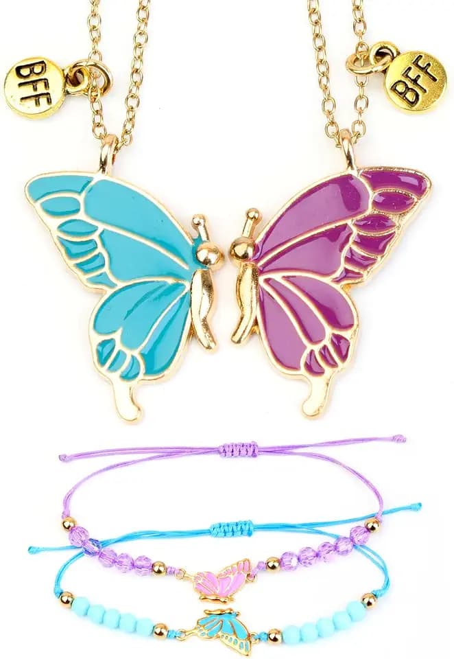 Friendship BFF Necklace Matching Butterfly Necklace for Best Friends, BFF Jewelry, 2 Pieces