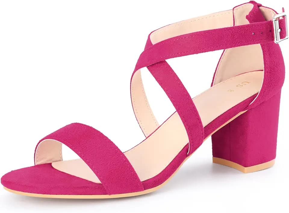 Allegra K Women's Crisscross Ankle Strap Block Heel Sandals