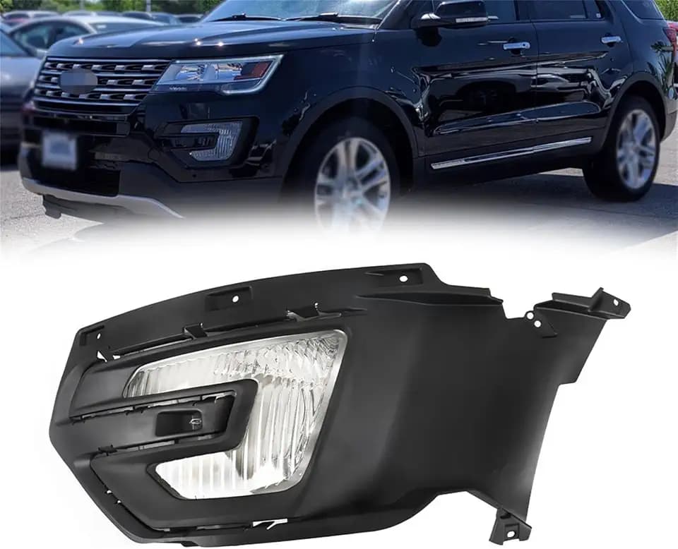 Silscvtt Left Driver Side Front Halogen Fog Lights Assembly Replacement for Explorer 2016-2017 Fog Driving Light W/Bezel FB5Z15201G
