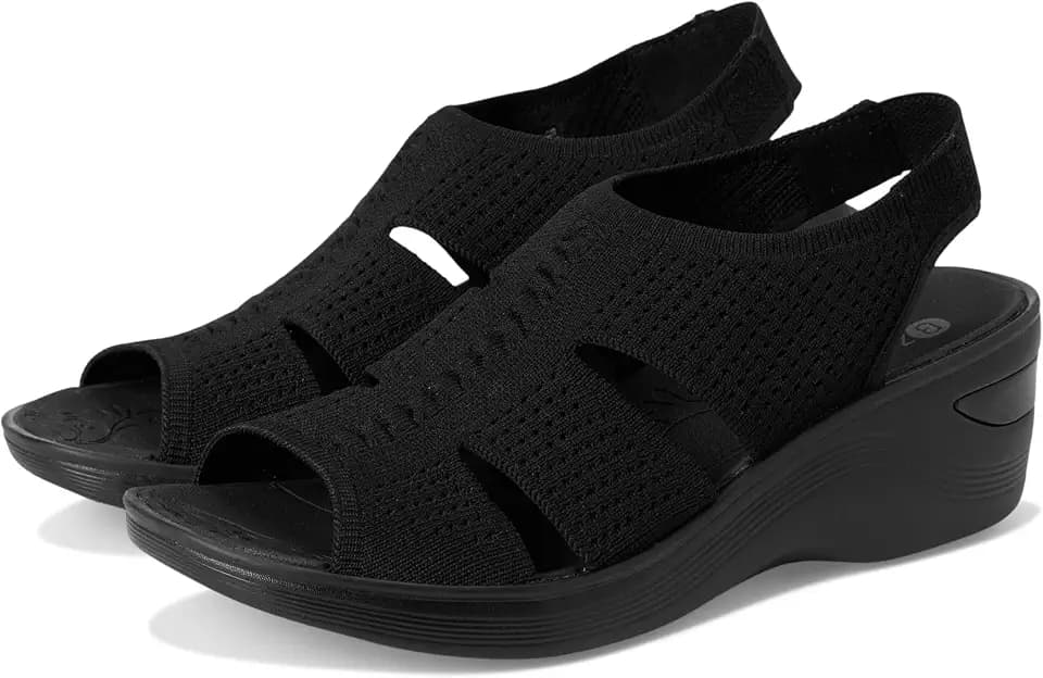 BZees Women's Double Up Slingback Wedge Sandal
