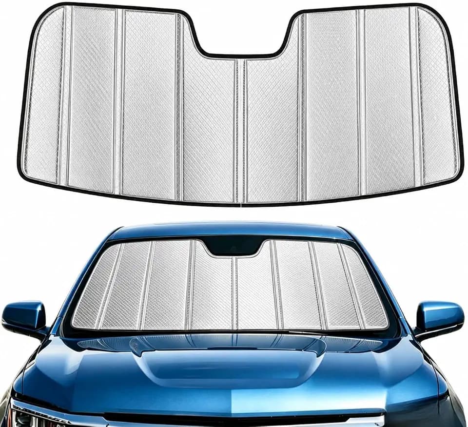 Windshield Sun Shade for Ram 1500 2019-2026 with 10 Inch Wide Sensor, Foldable Front Window Shade with 3-Layer Reflective Material to Keep Car Cool
