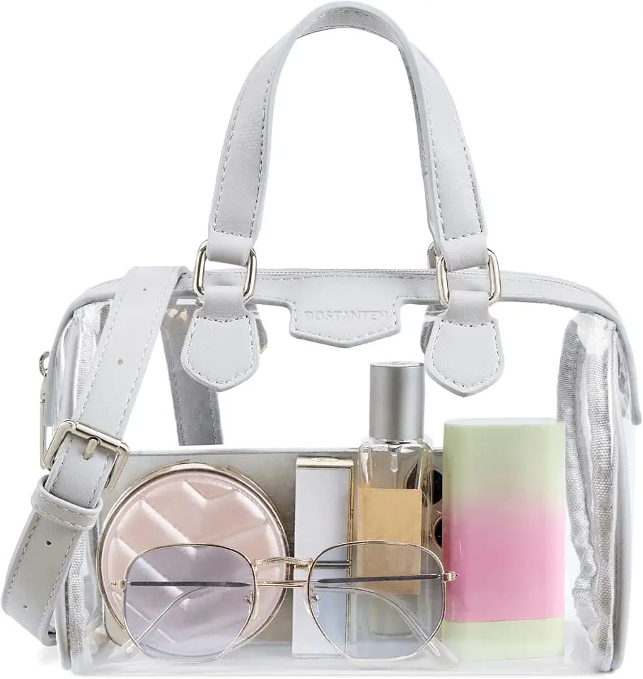 BOSTANTEN Clear Bag for Stadium Events, Small Clear Crossbody Purse with Top Handle for Concerts, Sports