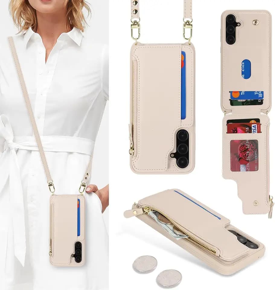 Cavor for Samsung Galaxy A35 5G Case Wallet for Women, Cream