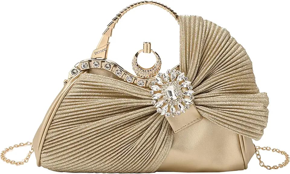 Clutch Purses for Women Rhinestone Evening Handbag Bridal Wedding Prom Purse Formal Party Bow Tie Clutch for Women