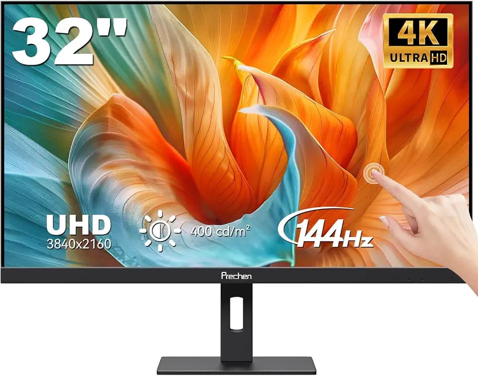 Prechen 32 Zoll Gaming Monitor Touchscreen 3840×2160p,144Hz,400cd/m²