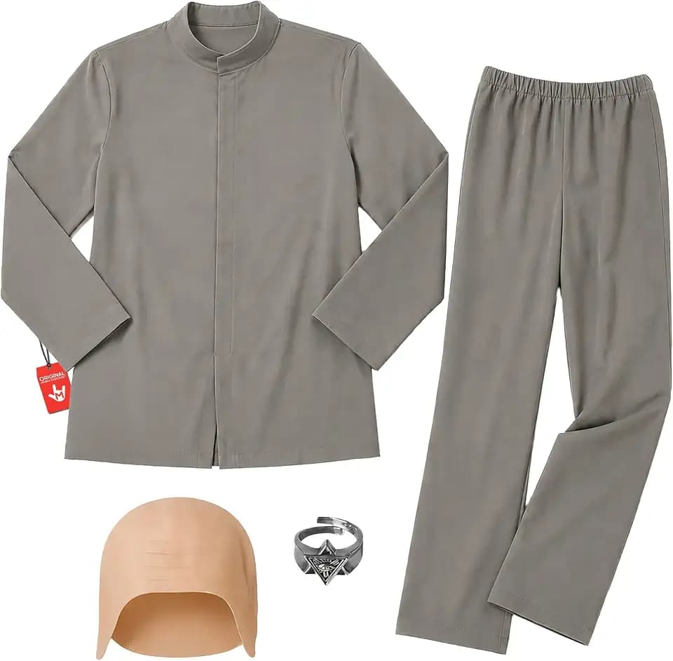 Morph, Bald Villain Costume Men, Grey Suit, Halloween Costumes for Men