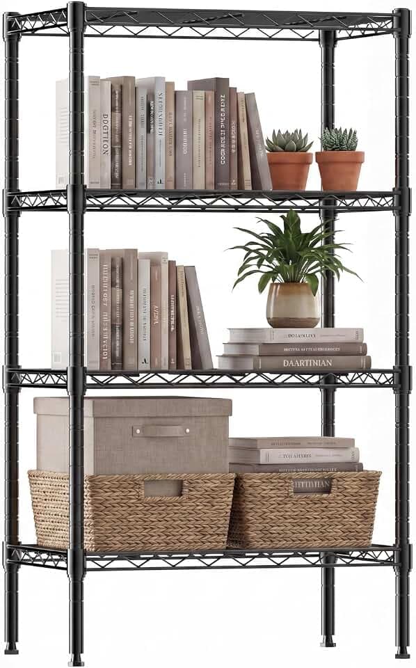 DUMOS 4-Tier Metal Storage Shelves, Wire Shelving, Storage Rack, 23.2" W