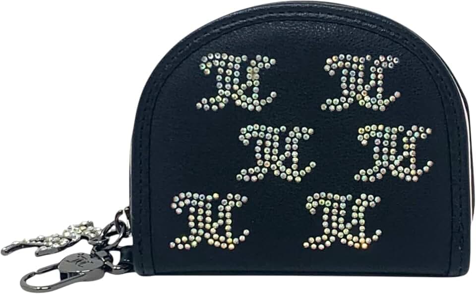 Juicy Couture Women's Half Moon Card Case with Mirror Inside and Clip (Take the Lead Liquorice)