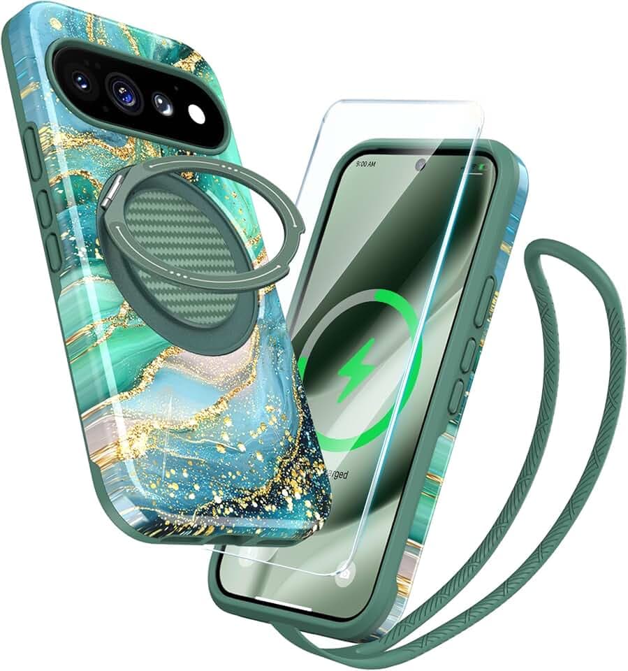 Dretal for Google Pixel 11 Pro XL 6.8" Case with Silicone Wrist Strap,Green