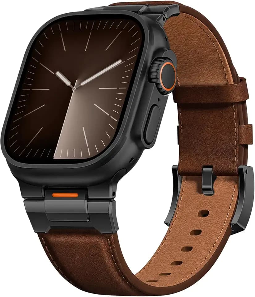 Genuine Leather Bands for Apple Watch Ultra 4 3 2 Band Series 12-1/SE Men