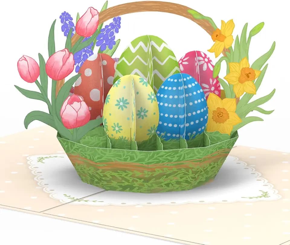 papercrush Pop-Up Karte Ostern „Osterkörbchen mit Ostereiern & Blumen“
