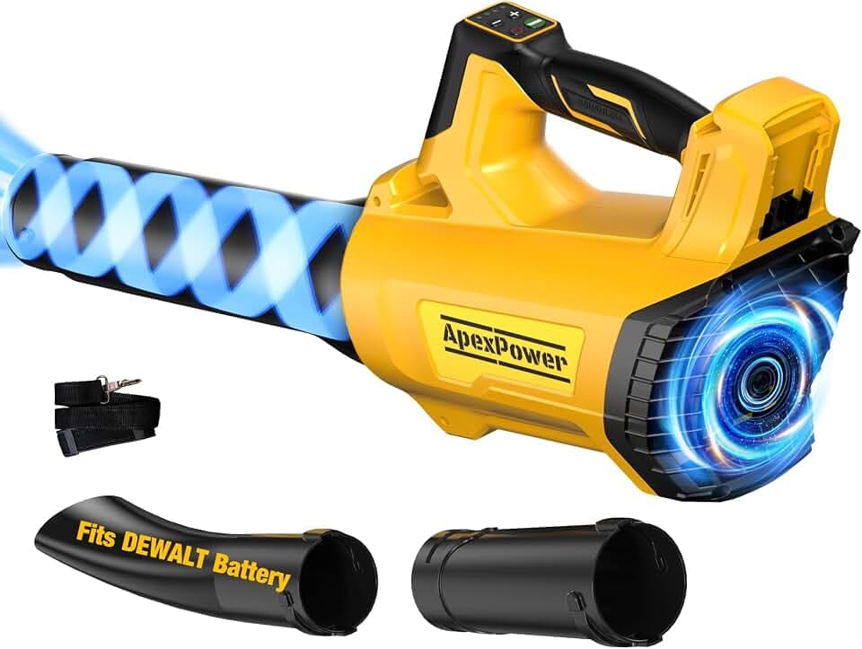 APEXPOWER Cordless Leaf Blower for DEWALT 20V Battery, 650CFM/160MPH, 26000RPM Brushless Leaf Blower Cordless w/Turbo & 4 Speed Modes, Lock-On Switch, Electric Leaf Blowers for Lawn Care, Wet Leaves