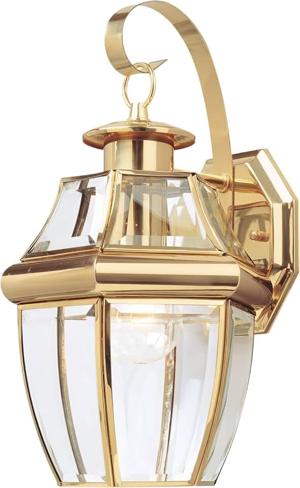 Generation Lighting Lancaster Outdoor Wall Lantern in Polished Brass