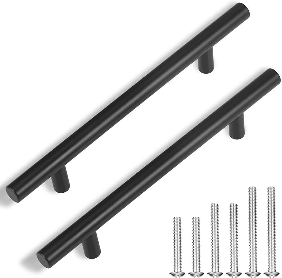 20 Stück Möbelgriffe Edelstahl, Schrankgriffe Schwarz 130mm Lochabstand