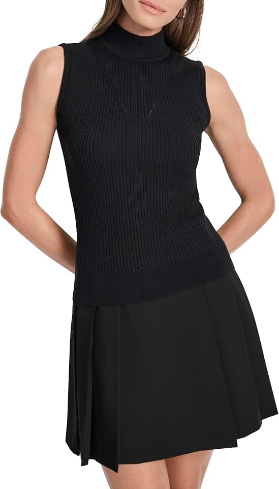 DKNY Women's Sleeveless Turtleneck Blouse