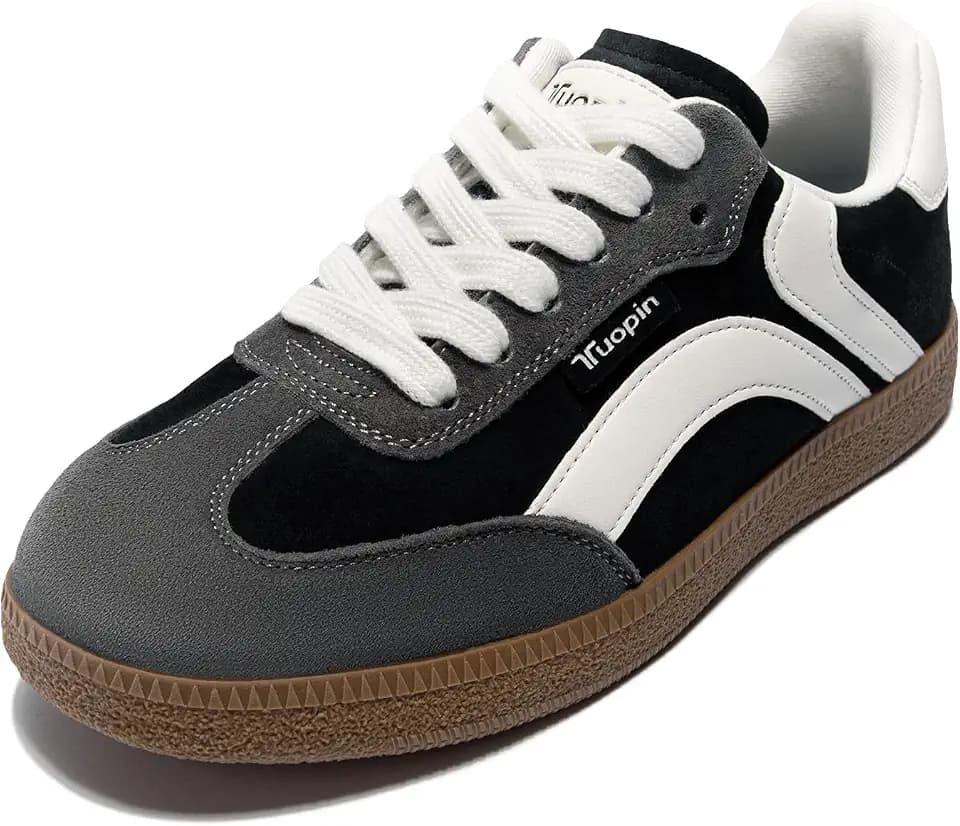 Tuopin Women's Retro Fashion Sneakers, Wide Toe Box, Gum Sole Walking Shoes