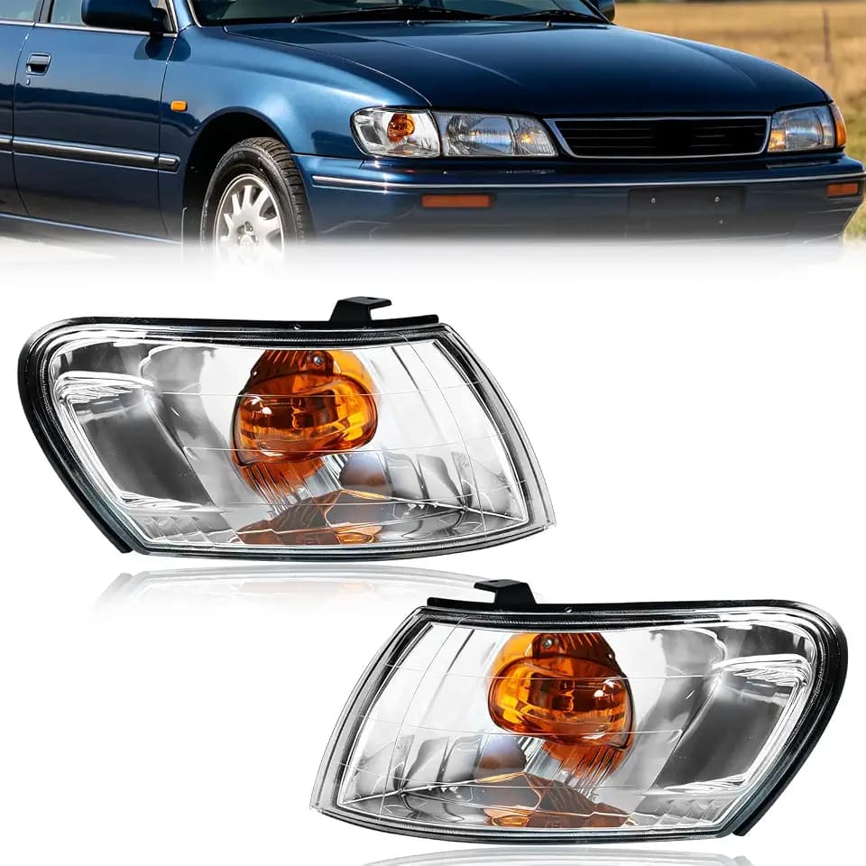 Parking Corner Lamps Housing with UV-Resistant, Turn Signal Light Housing Clear Lens W/O Bulbs for 1993-1997 Corolla AE100 AE101, Replaces TO2530103, TO2531103, 81520-12700, 81510-12720