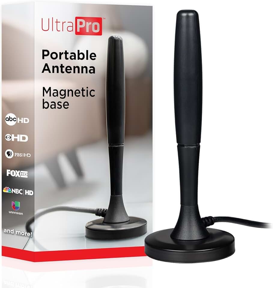 UltraPro Portable HD TV Antenna Indoor Digital Antenna, Magnetic Base