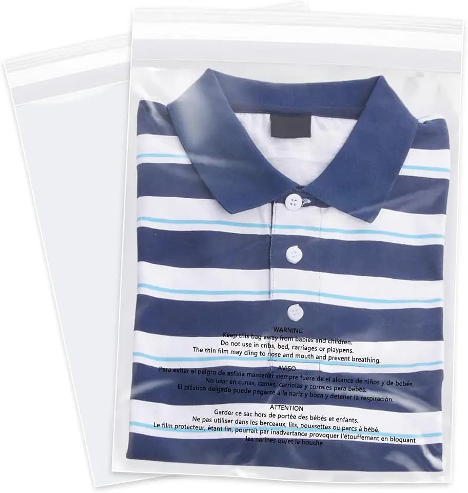 12" x 18" (1000 Count) - Clear Poly Bags with Suffocation Warning Self Seal for Packaging, Shirts, Clothing & FBA - Permanent Adhesive
