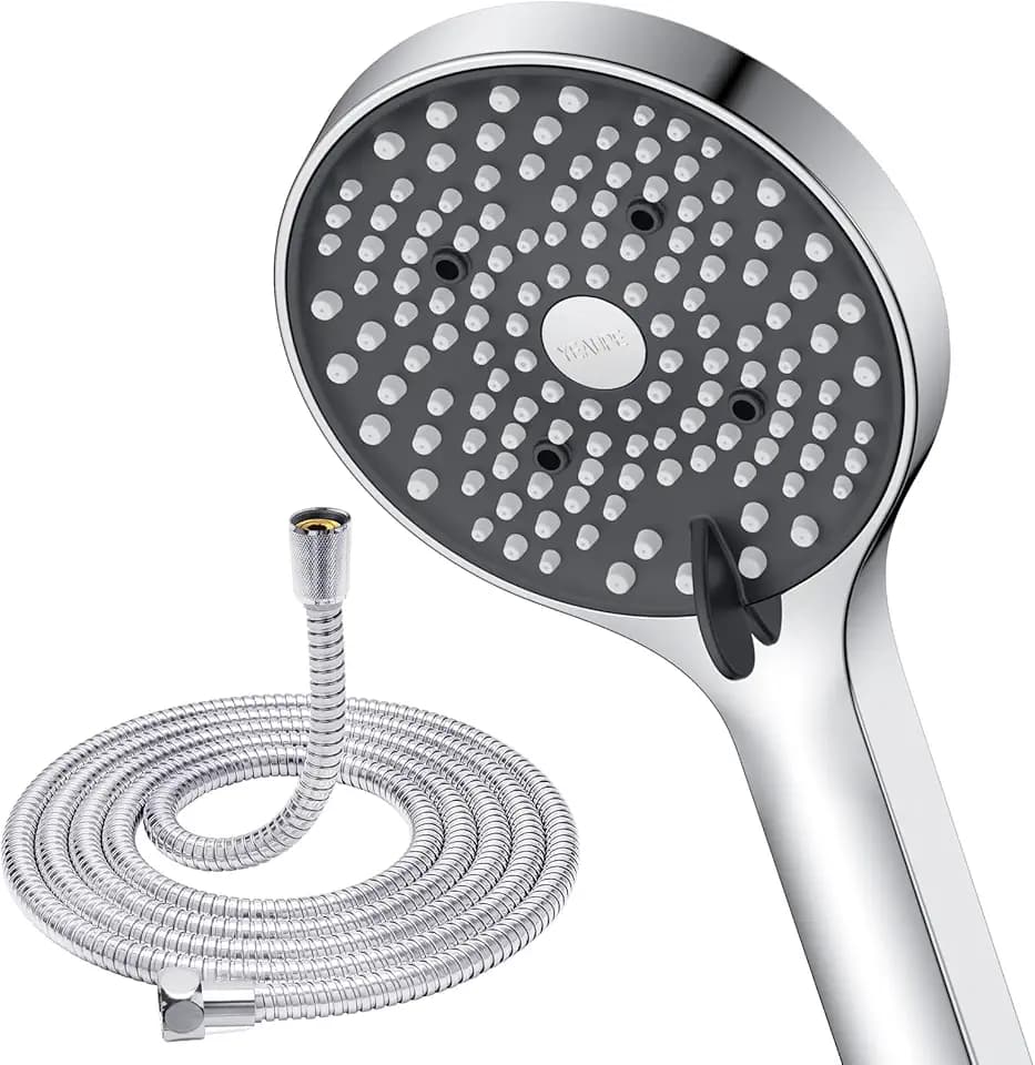 YEAUPE Duschkopf Handbrause Wassersparend Ø110mm 6 Strahlarten Schwarz