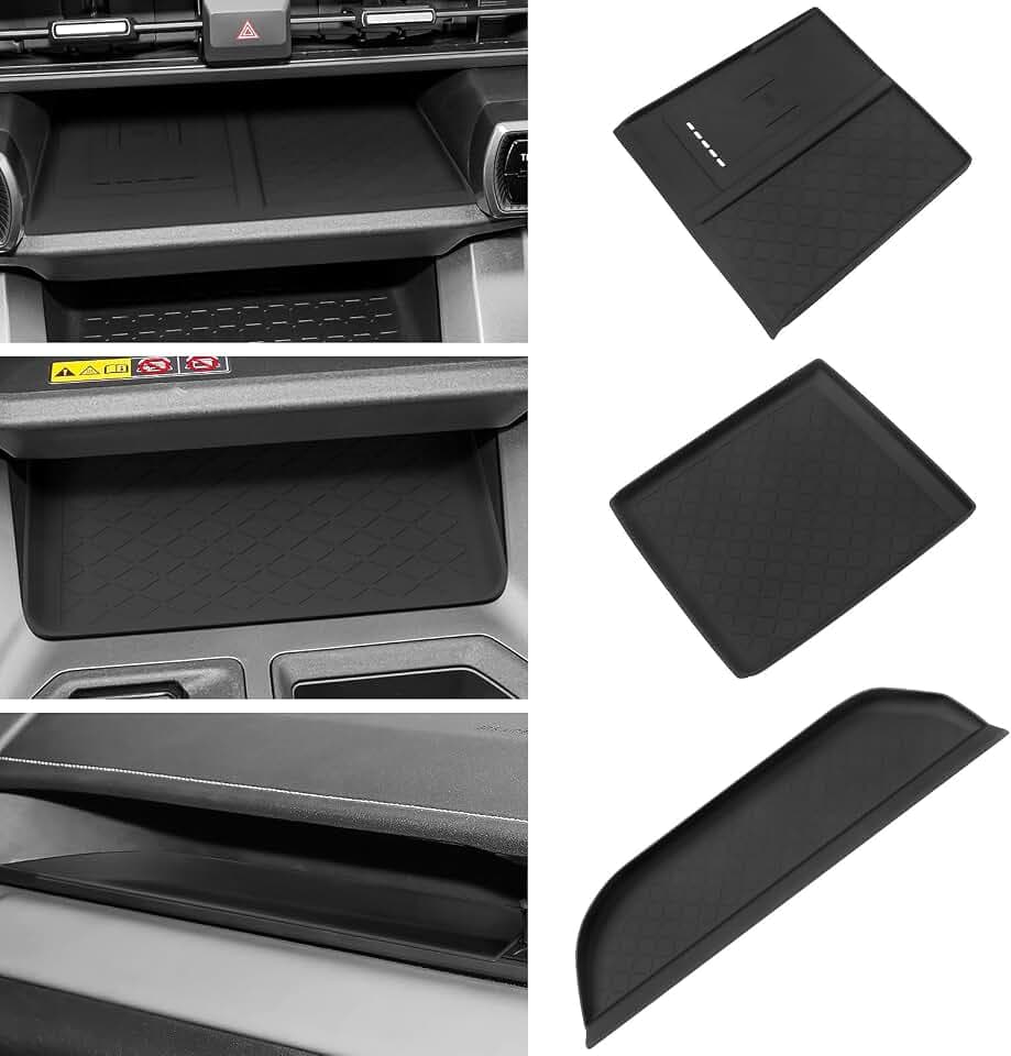 3PCS Center Console Organizer Compatible with Toyota RAV4 2026 2027 LE/SE/XLE/XSE/Woodland/Limited Accessories Silicone Wireless Charging Anti-Slip Pad,Co-Pilot Front Organizer Tray