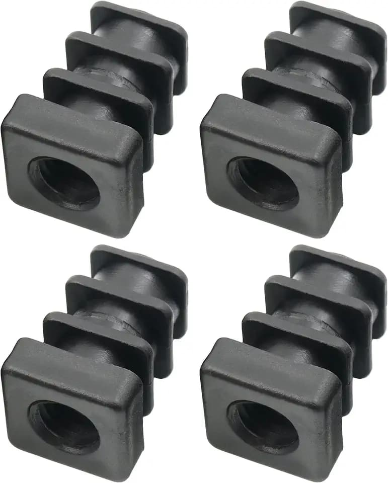 Design61 4X Gewindestopfen Justierstopfen für Quadratrohre mit gespritztem Kunststoffgewinde 15x15 mm 1-1,5 mm mit M8 Innengewinde