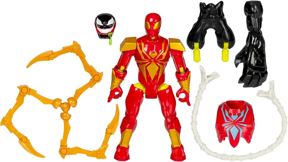 Spider-Man MixMashers Marvel Iron Spider Custom Spider-Man Mix-and-Match Deluxe Action Figure & Accessories, 5-Inch-Scale (12 cm) Super Hero Toys, Ages 4+