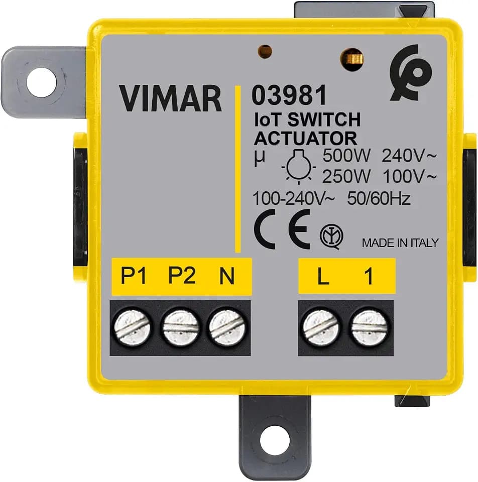 Vimar 03981 IoT-Relaismodul für Lichter, entfernte Steuerung, Über das entsprechende Gateway oder den Hub ZigBee mit Alexa, Google Home und IFTTT kompatibel