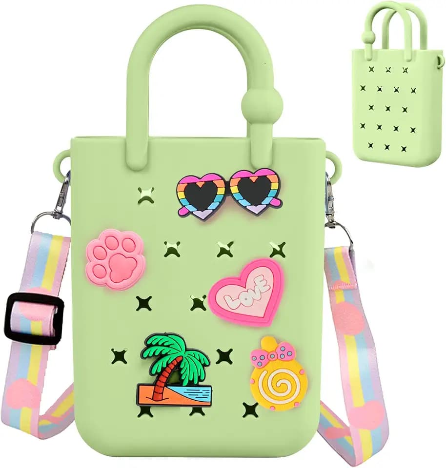 Oudizz Silikon Loch Handtasche Kleinkind Geldbörse Crossbody Bag