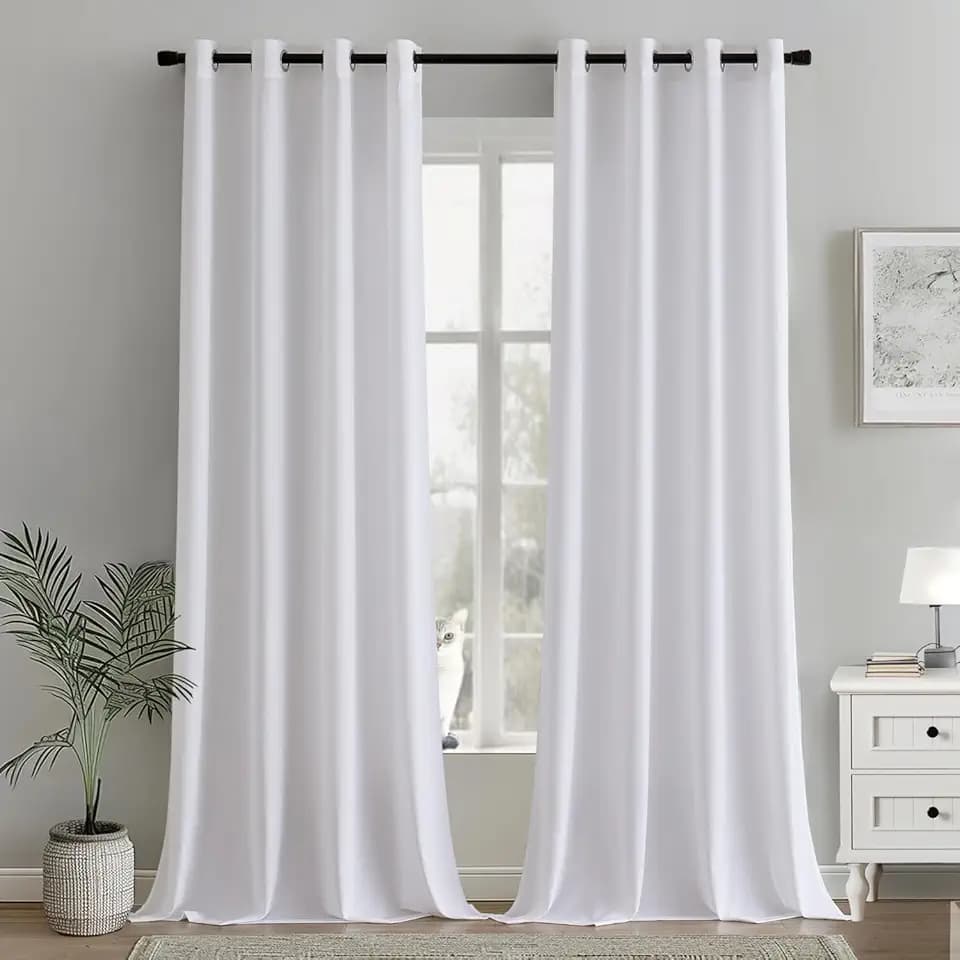 MIULEE Gardinen Voile Vorhänge mit Ösen 2er Weiß 140x245cm