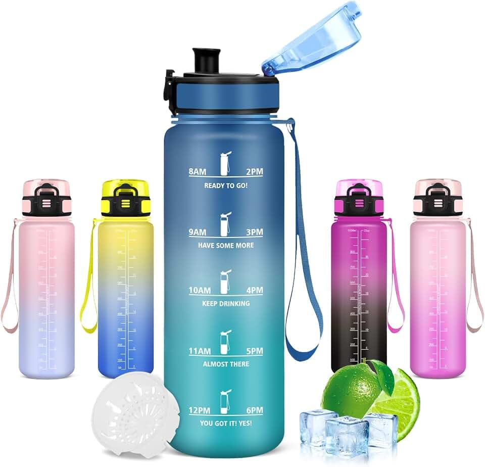 Trinkflasche 1l, Trinkflasche Sport, Auslaufsicher, für Joggen, Radfahren