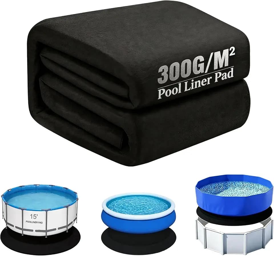15FT Pool Liner Pad for Above Ground Pool, 2026 New Pool Pad 9 oz/yd² Heavy-Duty Geotextile Pool Mat, One-Piece Under Pool Padding, Round Pool Ground Pad, Puncture Protection & Extend Liner Life