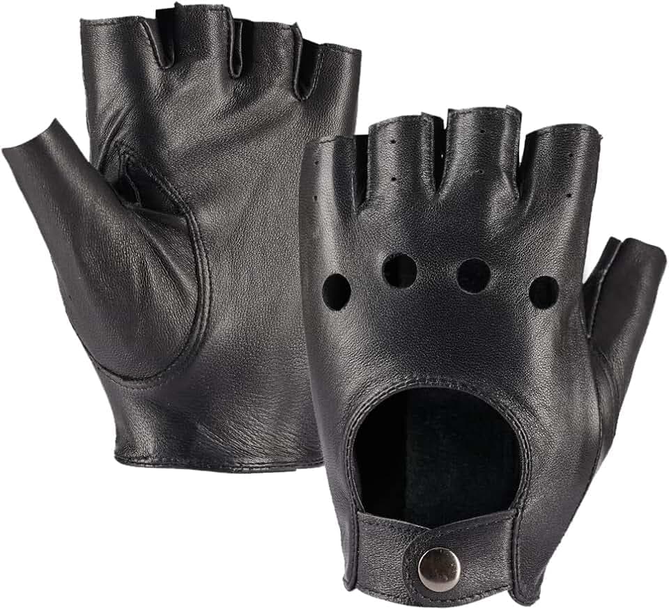 MGGMOKAY Fingerlose Herren Half Finger Autofahrer Handschuhe aus Leder