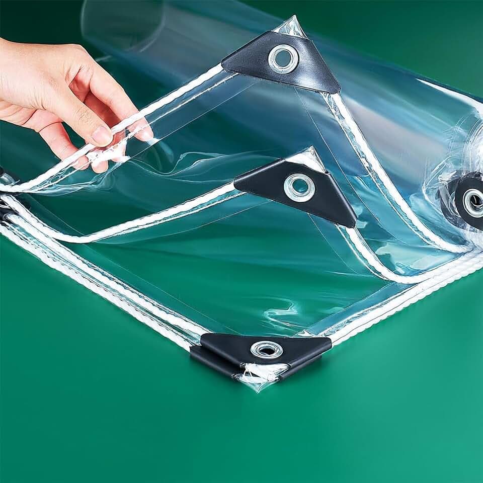 Transparente PVC Plane 2x4m 420g/㎡ wasserdicht mit Ösen für Carport