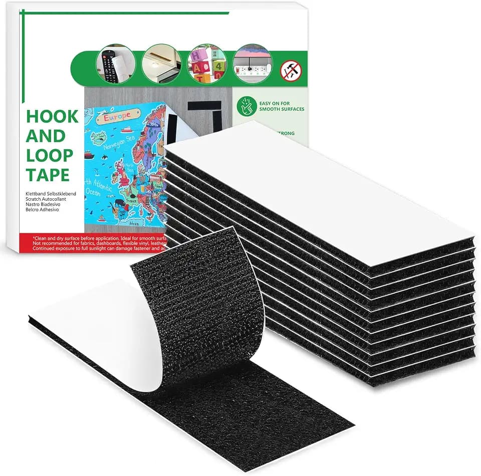 Blooven Klettband Selbstklebend 12 Stück 30 * 100mm Extra Stark, Doppelseitig Klebende mit Klettverschluss Selbstklebendes Klebepad Flauschband und Hakenband (Schwarz)