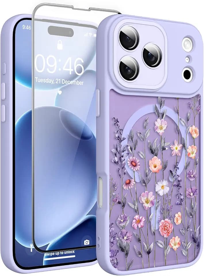 Magnetic for iPhone 17 Pro Max Case with Screen Protector, Purple
