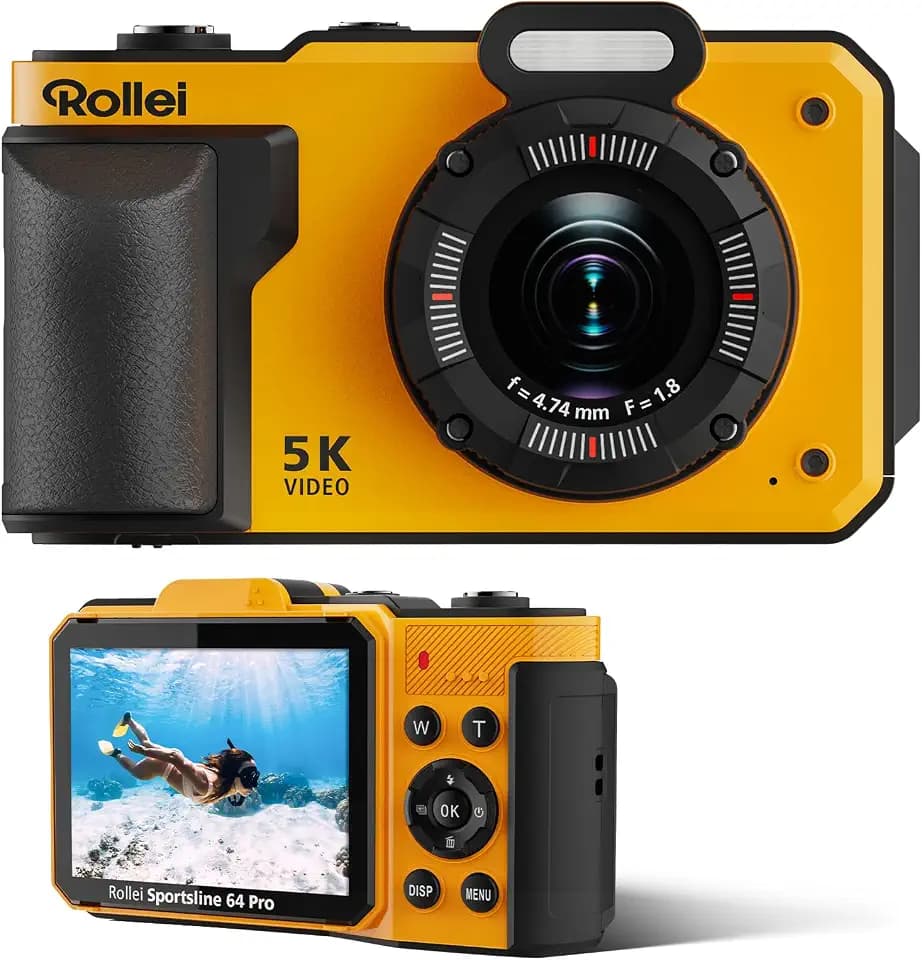 Rollei Unterwasserkamera 5K 64MP Digitalkamera wasserdichte 18X Digitalzoom