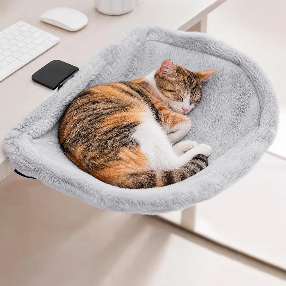 Cat Desk Bed, Clamp-On Desk Hammock, 40 lb, Fits 0.78-2.95 in