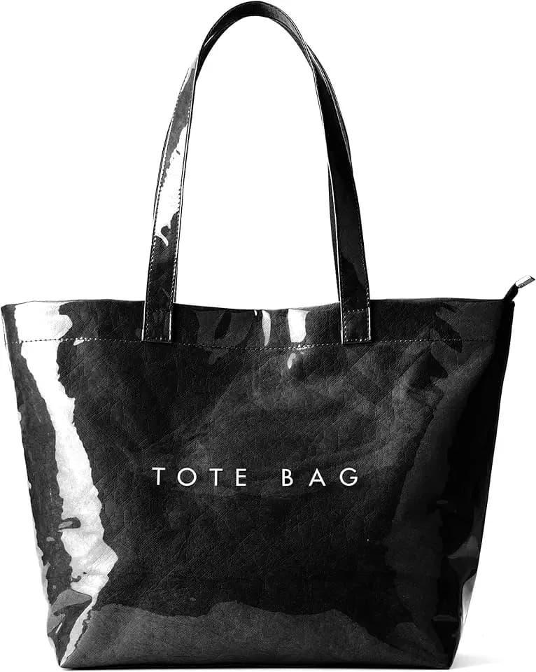 KALIDI PVC Zipper Tote Bag, Jelly Plastic Kraft Paper Summer Beach Bag