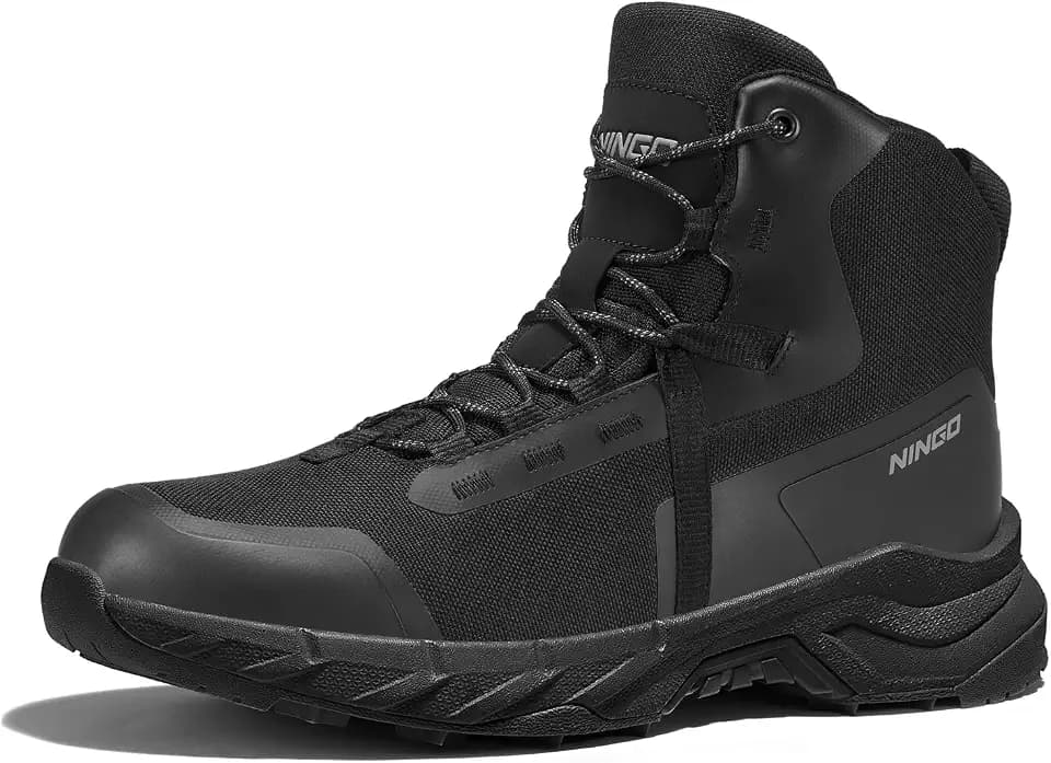 NINGO Soft Toe Waterproof Work Boots for Men, Lightweight Hiking Shoes