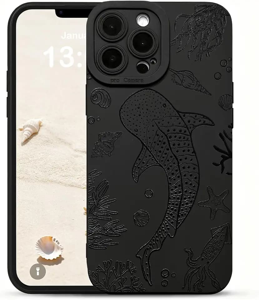NITITOP for iPhone 14 Pro Case Cute Sea Ocean Animal - Black Whale