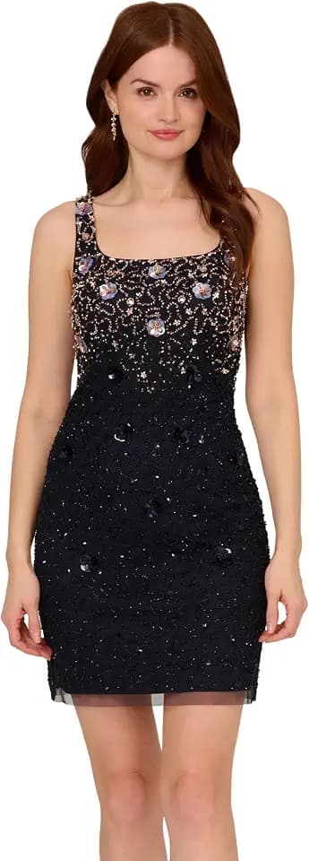 Adrianna Papell Women's Petite Beaded Tank Dress