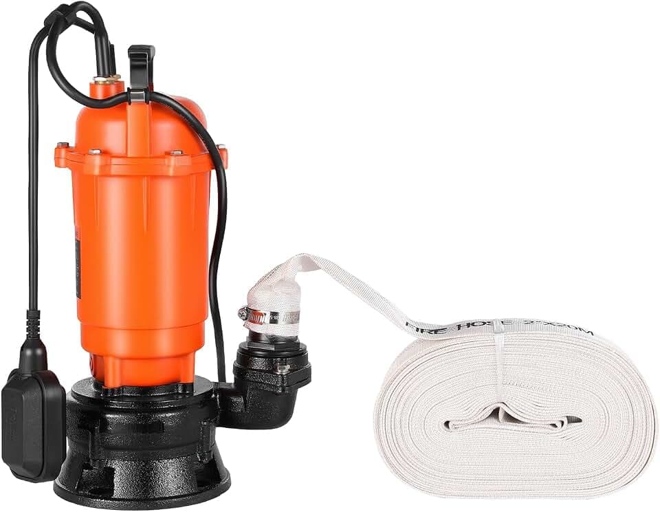 VEVOR 1500 W Tauchpumpe, 21000 l/h, Gusseisen-Schmutzwasserpumpe mit automatischem Schwimmerschalter, 18m Förderhöhe zum Abpumpen von Schmutzwasser, für Pools, Teiche & überflutete Bereiche
