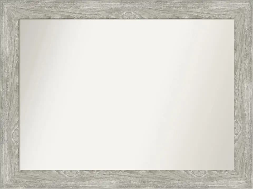 Amanti Art Grey Wall Mirror 33x44 Dove Greywash Rectangle Bathroom Mirror for Wall Decor Living Room, X-Large Country Rustic Frame, Hangs Horizonally and Vertically, Bathroom Decor, Non-Beveled Edge