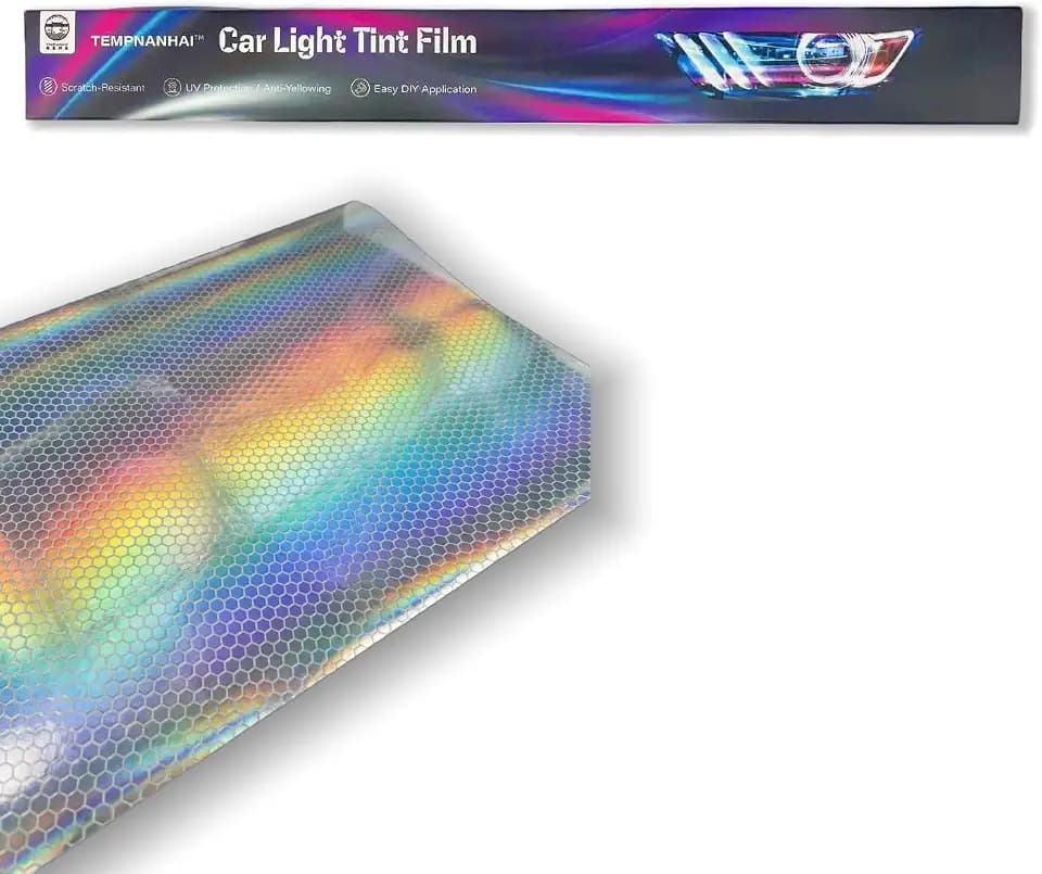 Car Light Tint Film Premium PVC Headlight Protection Vinyl Wrap 30cm x 300cm UV-Resistant Scratch-Proof Easy DIY Installation with Tools (Crystal Lattice Transparent)