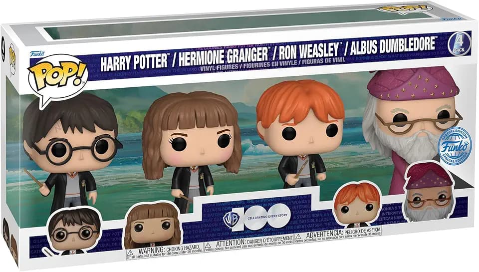 Funko POP! Harry Potter - 4er-Pack - Harry, Dumbledore, Ron & Hermine | Offizielles Fantasy Merch - Vinyl Sammelfigur als Regal Deko - Geschenkidee zum Geburtstag für Fans und Sammler
