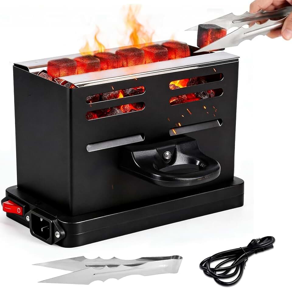 800W Kohleanzünder Elektrischer, Holzkohle Kohlegrill Anzünder mit Zange