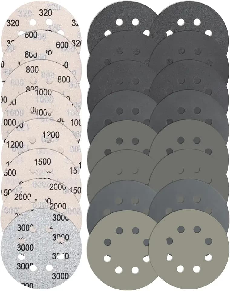 JatilEr Schleifpapier 125mm Klett, 24 Stück 8 Loch Schleifscheiben