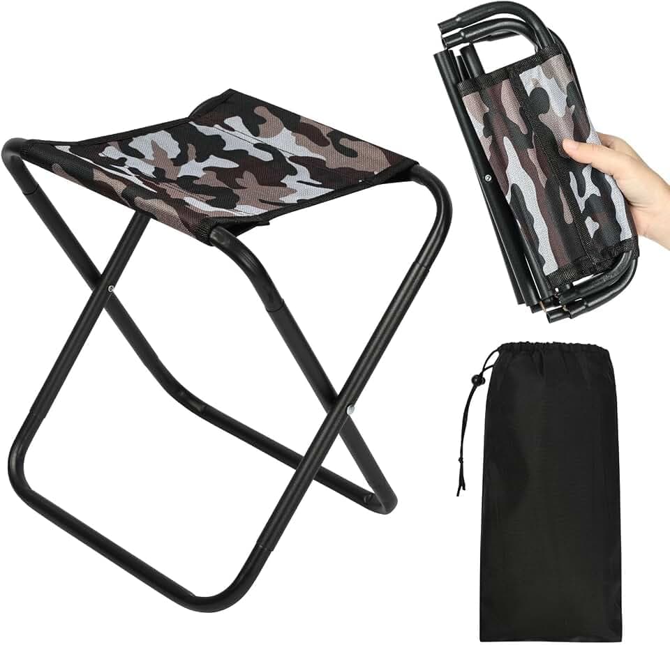 OFFCUP Klapphocker Mini Camping Hocker Tragbarer Klapphocker Campinghocker Falthocker Leicht Sitz Falthocker Mini-Klapphocker für Reisen Wandern Garten Angeln mit Aufbewahrungsbeutel
